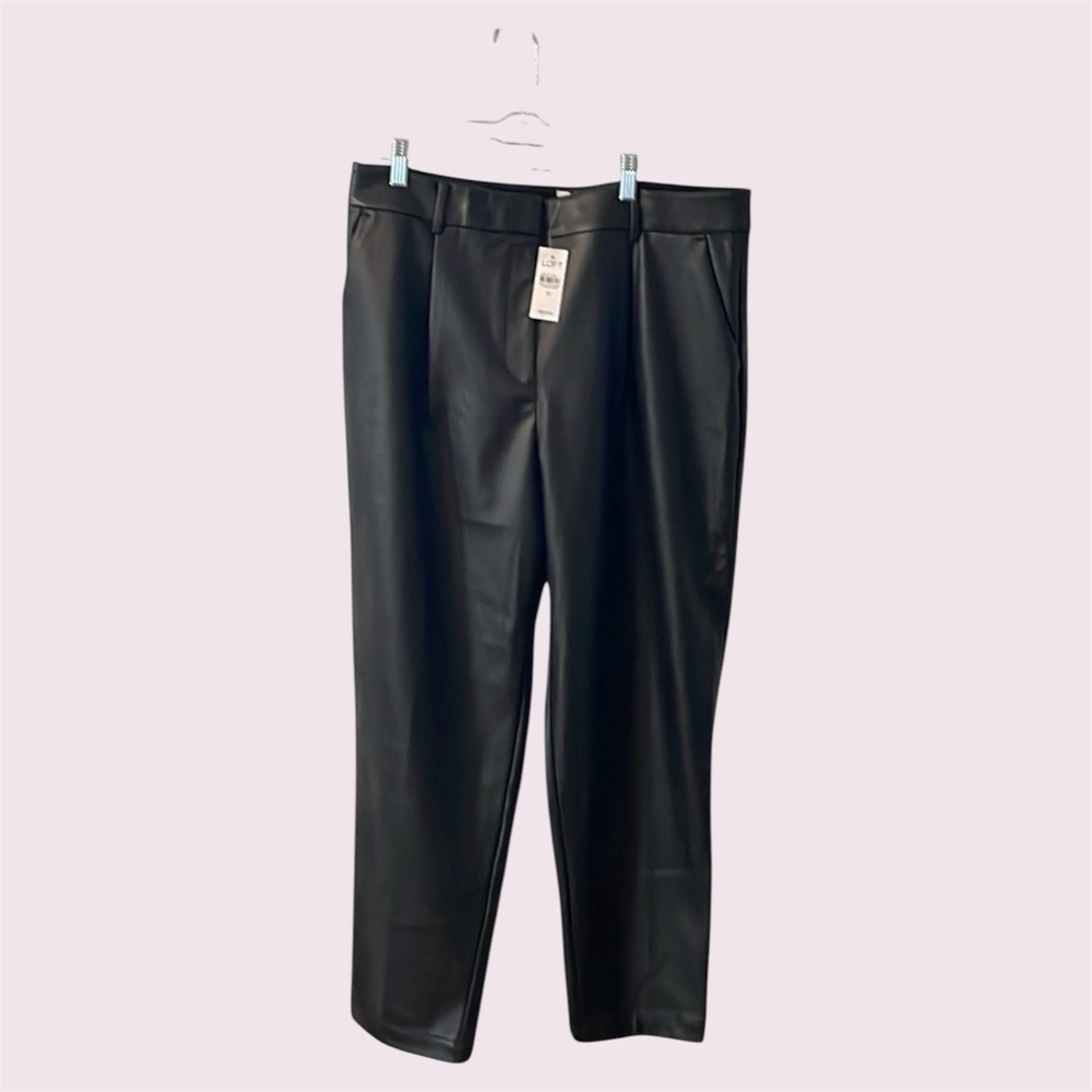 Loft black imitation leather pants size 12 never worn - Picture 4 of 10